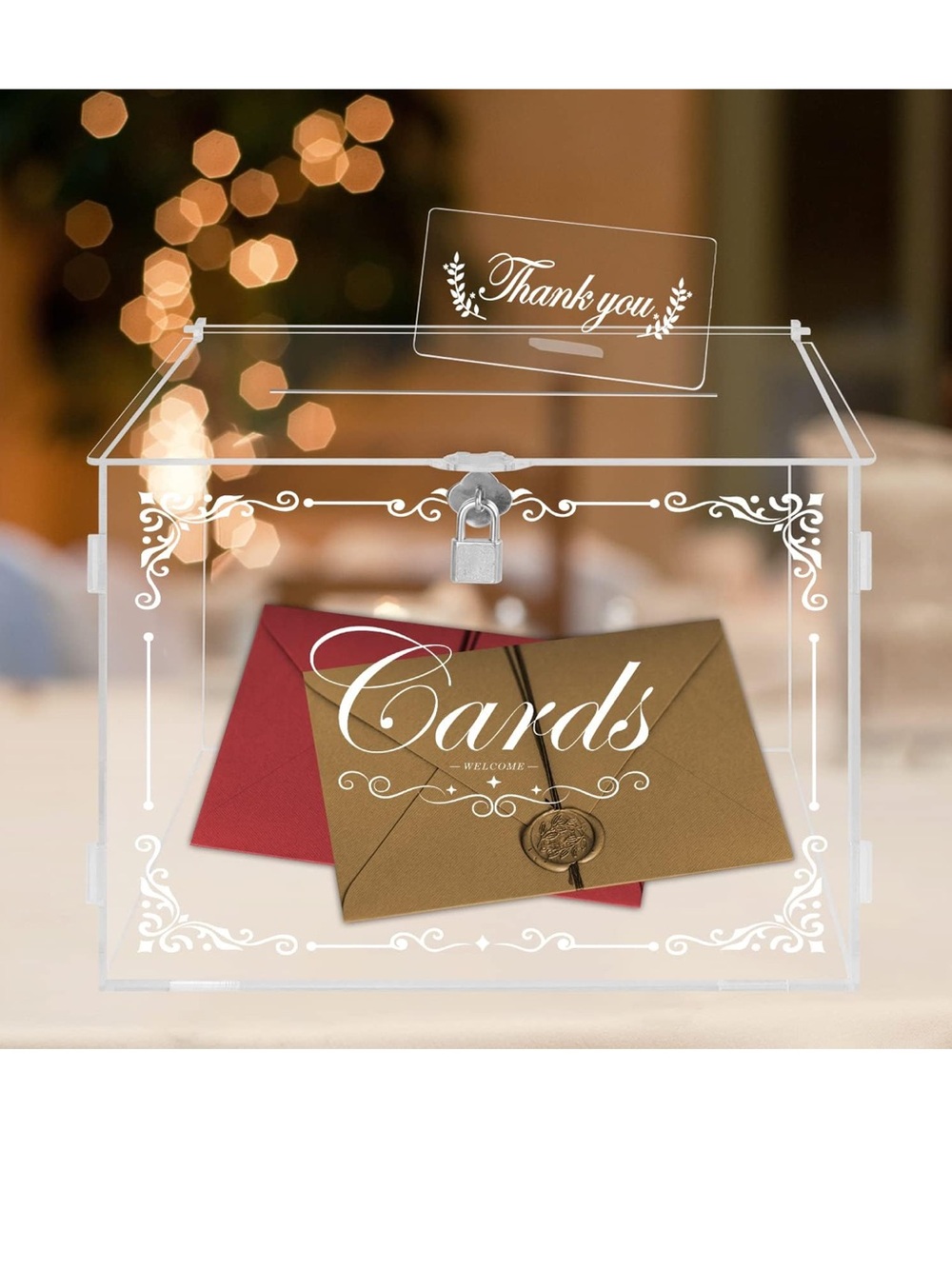 DIY Clear Acrylic Card Box with Decorative White Script